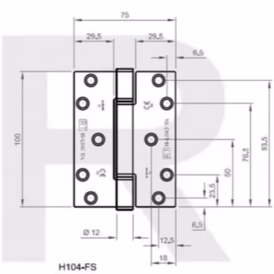 H104 Hi-Load Three Knuckle Butt Hinge