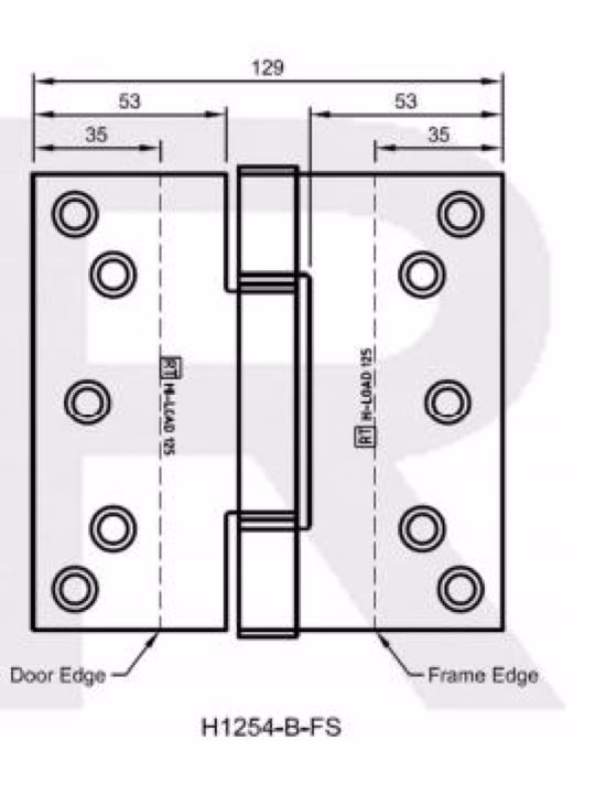H1254-B Hi-Load Three Knuckle Projection Hinge