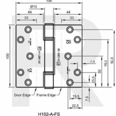 H102-A Hi-Load Three Knuckle Projection Hinge