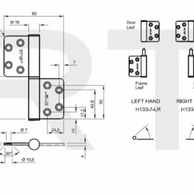 H133 Hi-Load Two Knuckle Lift-Off Hinge - Right Hand