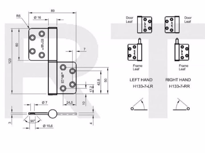 H133 Hi-Load Two Knuckle Lift-Off Hinge - Right Hand