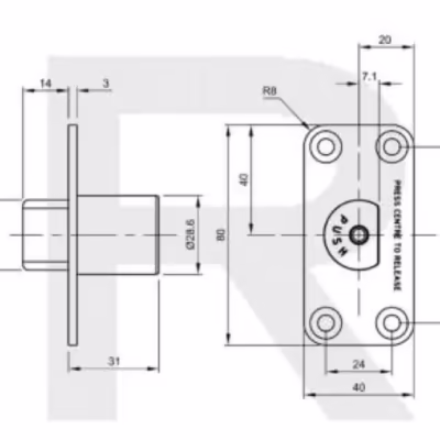 H131-106 Emergency Release Door Stop with Holdback