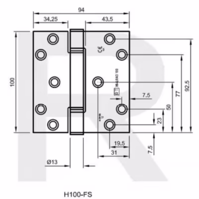 H100 Hi-Load Three Knuckle Butt Hinge