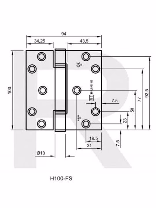H100 Hi-Load Three Knuckle Butt Hinge