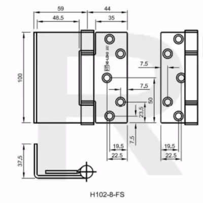 H102-8 Hi-Load Three Knuckle Cranked Hinge