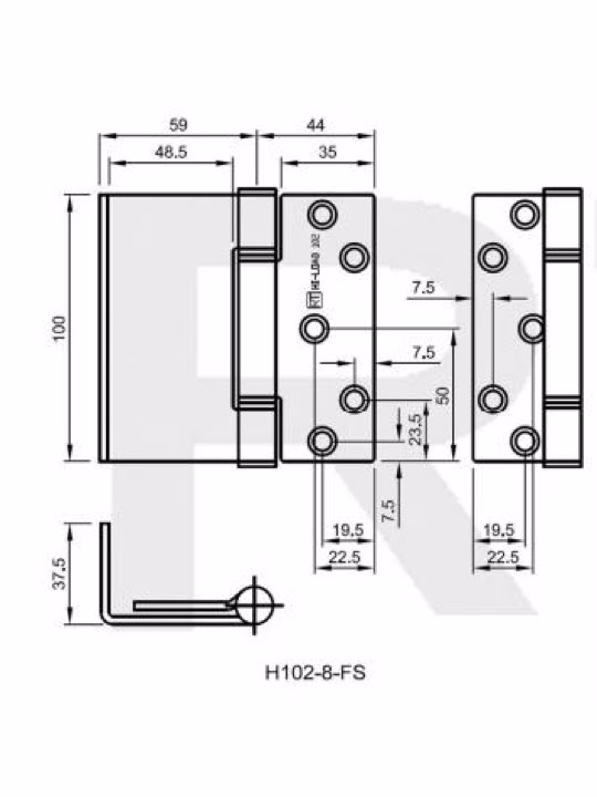 H102-8 Hi-Load Three Knuckle Cranked Hinge