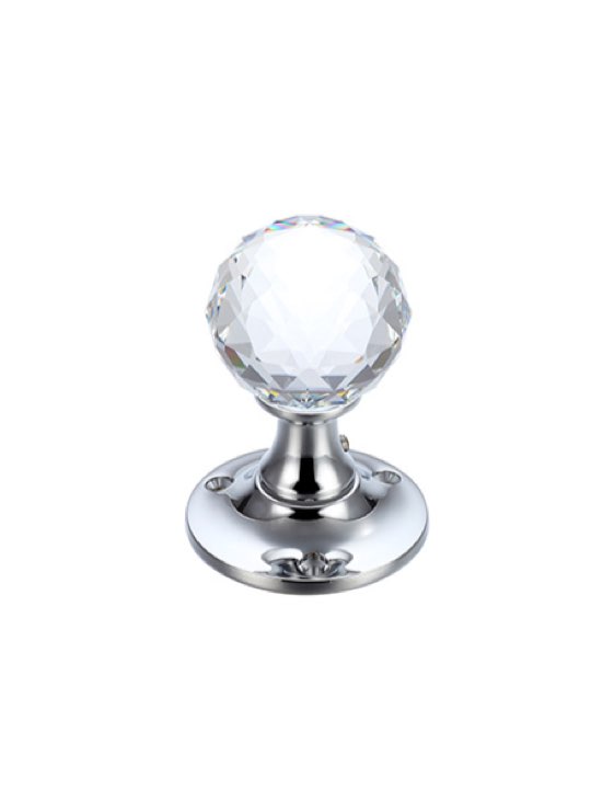 Facetted Glass Ball Mortice Knob 50mm