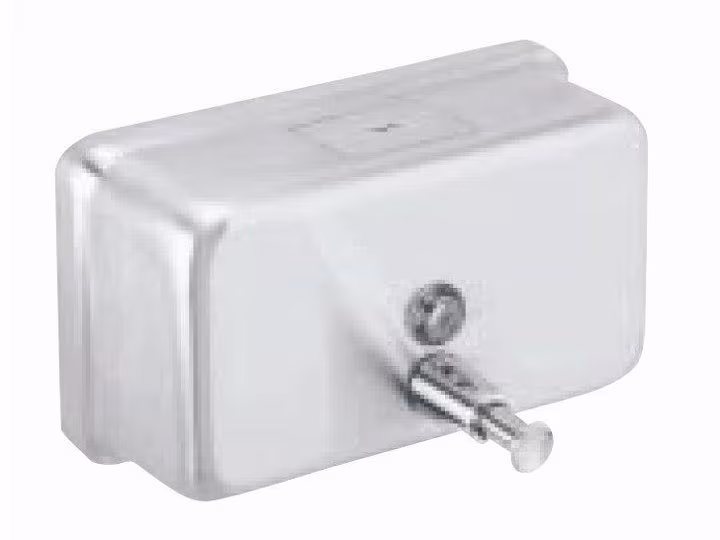 Horizontal liquid soap dispenser