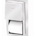 Recessed mounting twin toilet roll dispenser