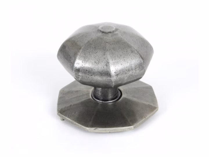Octagonal Centre Door Knob - Pewter