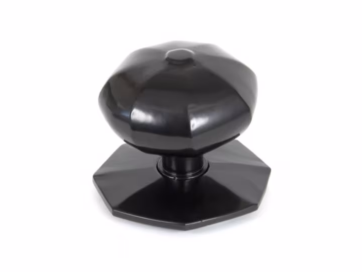 Octagonal Centre Door Knob - Black