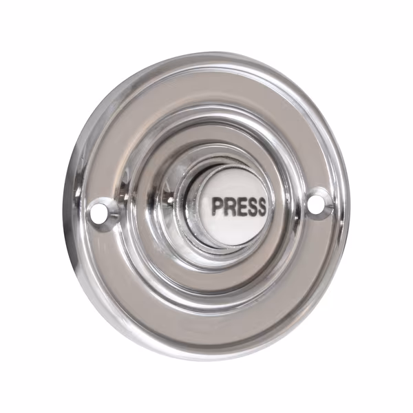60mm Polished Chrome Bell Push With Porcelain Button