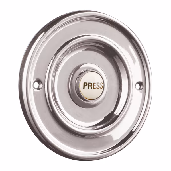 76mm Polished Chrome Bell Push With Porcelain Button