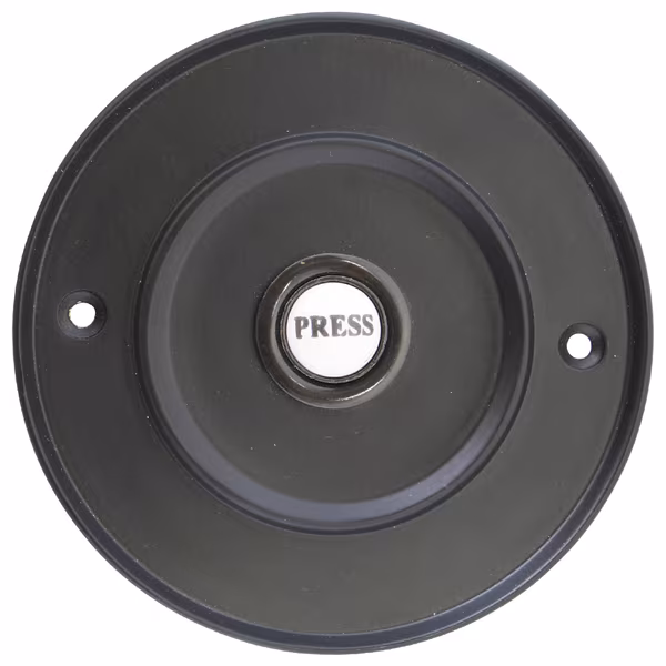 100mm Matt Black Bell Press with Porcelain Button