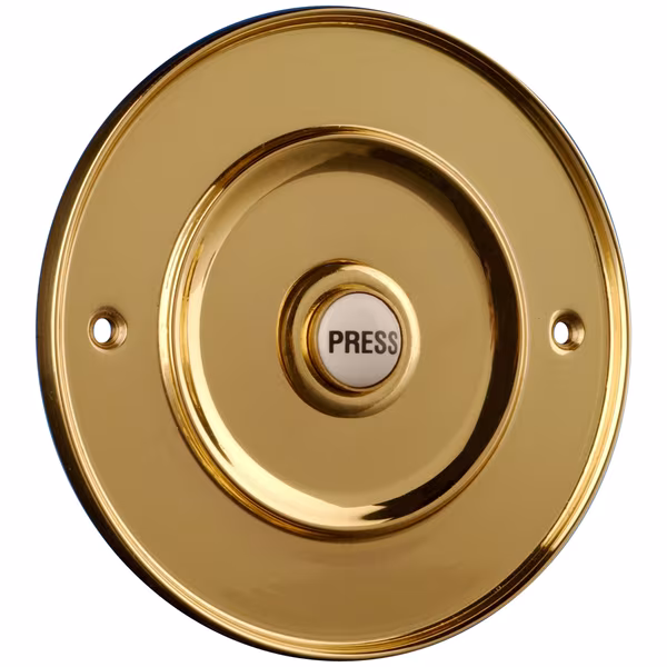 100mm Polished Brass Bell Press with Porcelain Button