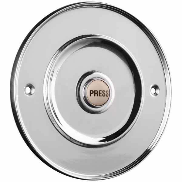 100mm Polished Chrome Bell Press with Porcelain Button