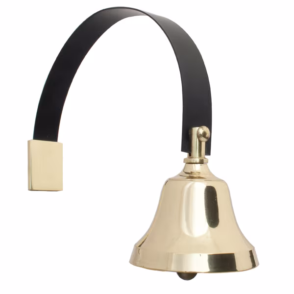 Polished Brass Shop Bell on Black Spring