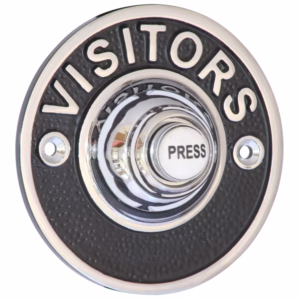 76mm Polished Chrome Embossed "Visitors"Bell Push