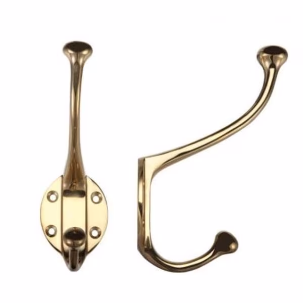 FB72 Polished Brass Ball End Hat & Coat Hook