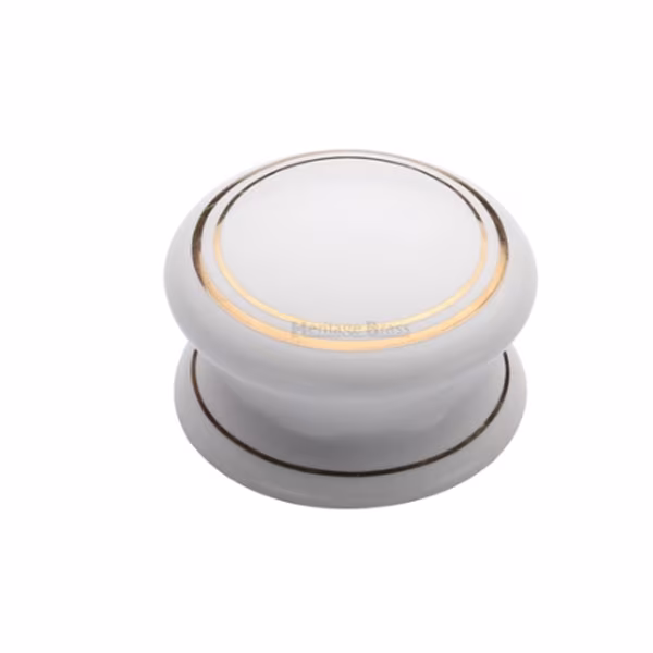 Porcelain Cabinet Knob Gold Line