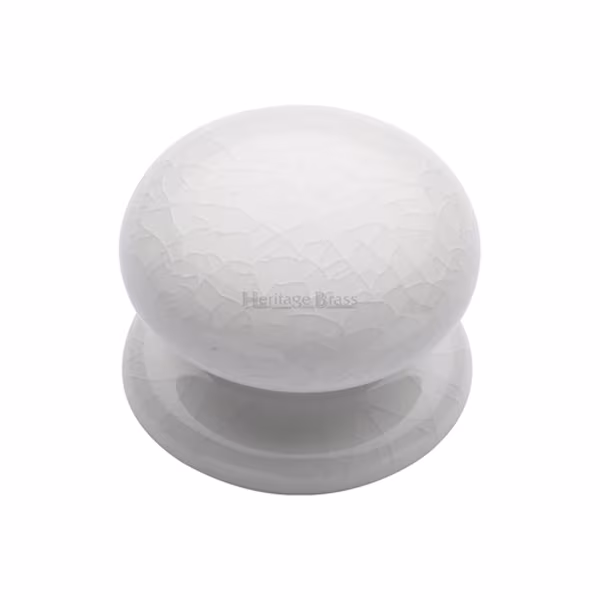 White Crackle Cabinet Knob