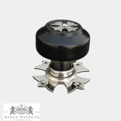 Ebonised Gothic Door Knob with Nickel Backplate (N EGO)
