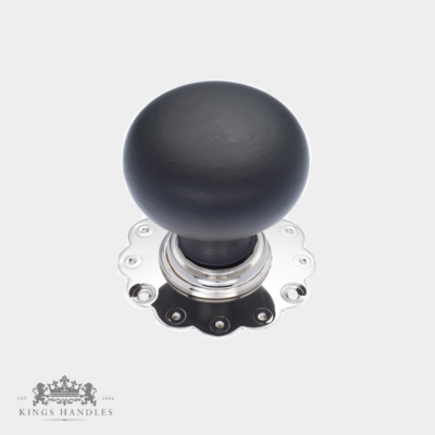 Ebonised Bun Door Knob with Nickel Backplate (N EBU)