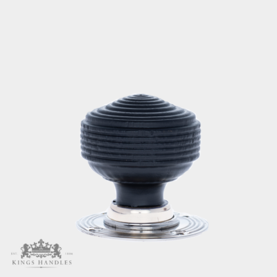 Ebonised Edwardian Door Knob with Nickel Backplate (N EED) - Image 2