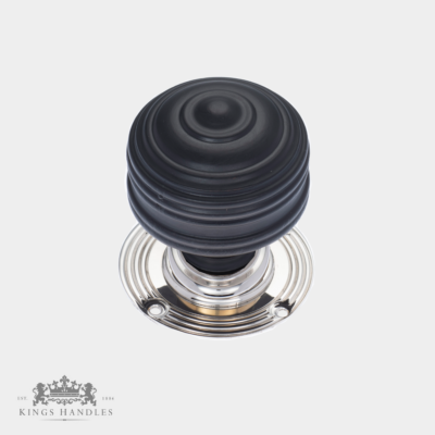 Ebonised Victorian Royal Door Knob with Nickel Backplate (N EVR) - Image 1