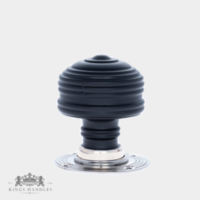 Ebonised Victorian Royal Door Knob with Nickel Backplate (N EVR) - Image 2