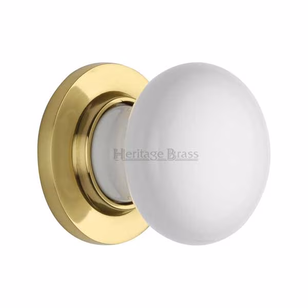 Plain White Porcelain Door Knob on Rose