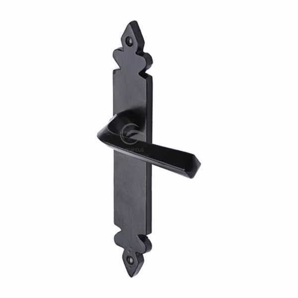 Black Iron Ironbridge Door Handle on Plate