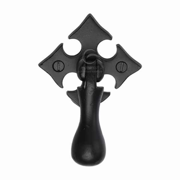Matt Black Iron Fleur-De-Lys Cabinet Drop