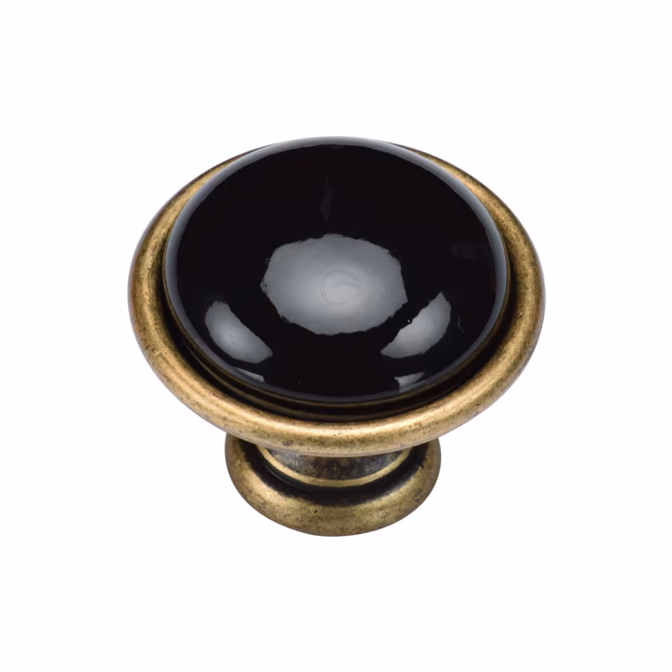 Round Knob with Black Ceramic Dome