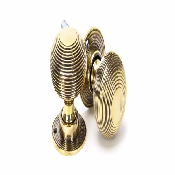 Aged Brass Beehive Mortice/Rim Knob Set