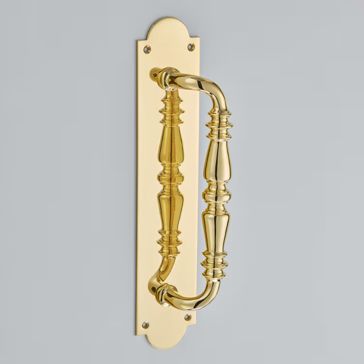 Ornate Pull Handle On Shaped Plate