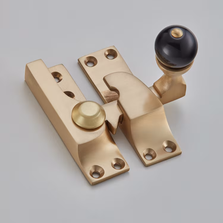 Large Straight Arm Sash Fastener – With Black Knob