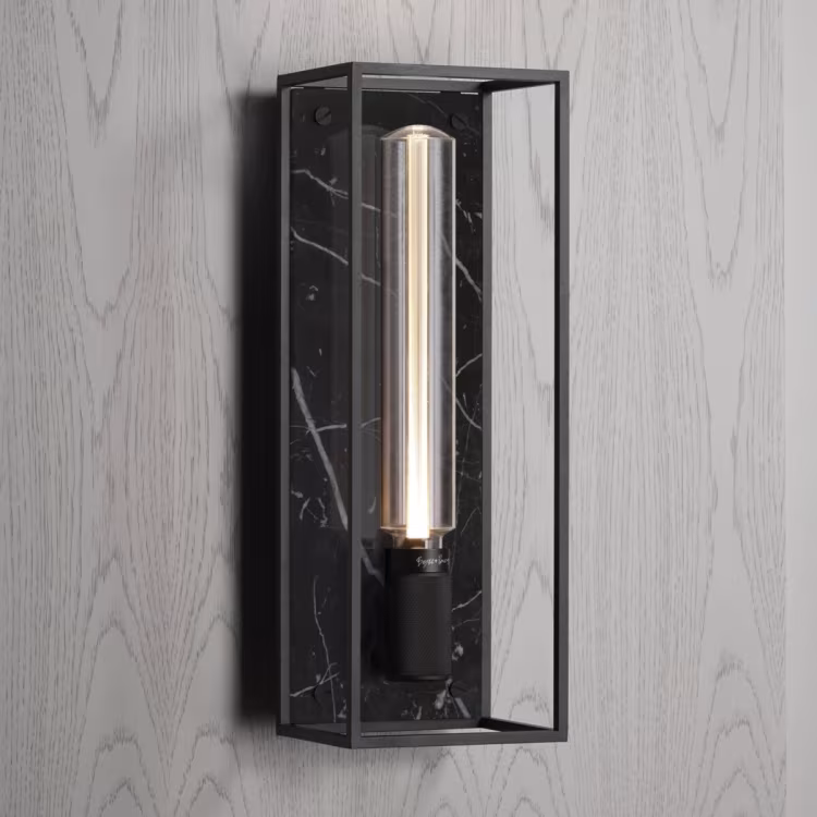 Caged Wall Light / Large / Black Marble / No Bulb