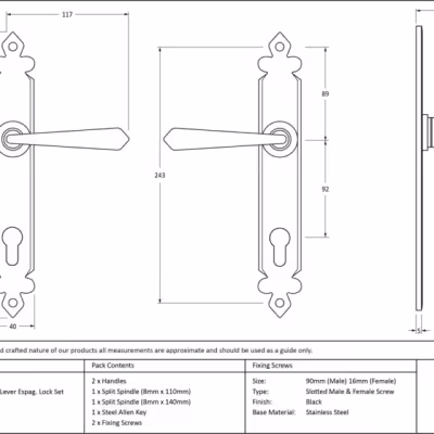 Black Cromwell Lever Espag. Lock Set - Image 2