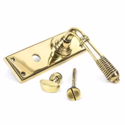 Aged Brass Reeded Lever Bathroom Set - Image 3