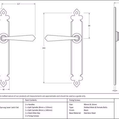 Black Cromwell Lever Latch Set - Image 2