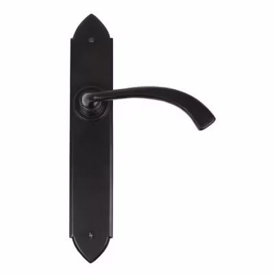 Black Gothic Curved Sprung Lever Latch Set - Image 1
