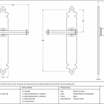 Black Tudor Lever Latch Set - Image 2