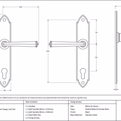 Black Gothic Lever Espag. Lock Set - Image 2