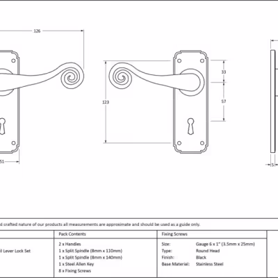 Black Monkeytail Lever Lock Set - Image 4