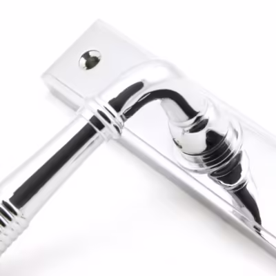 Polished Chrome Reeded Slimline Lever Espag. Lock Set - Image 5