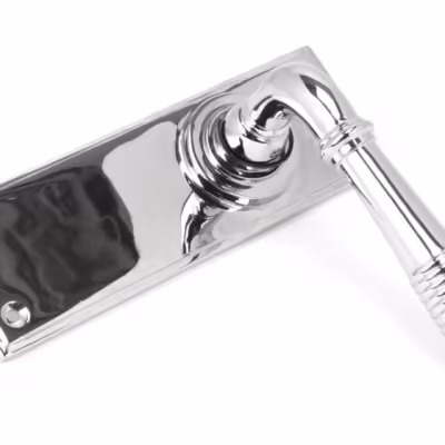 Polished Chrome Reeded Lever Latch Set - Image 2
