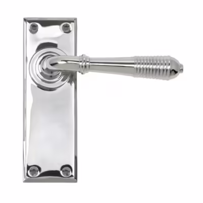 Polished Chrome Reeded Lever Latch Set - Image 1