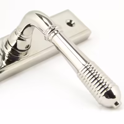 Polished Nickel Reeded Slimline Lever Espag. Lock Set - Image 4