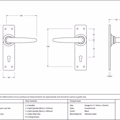 Black Smooth Lever Lock Set - Image 4